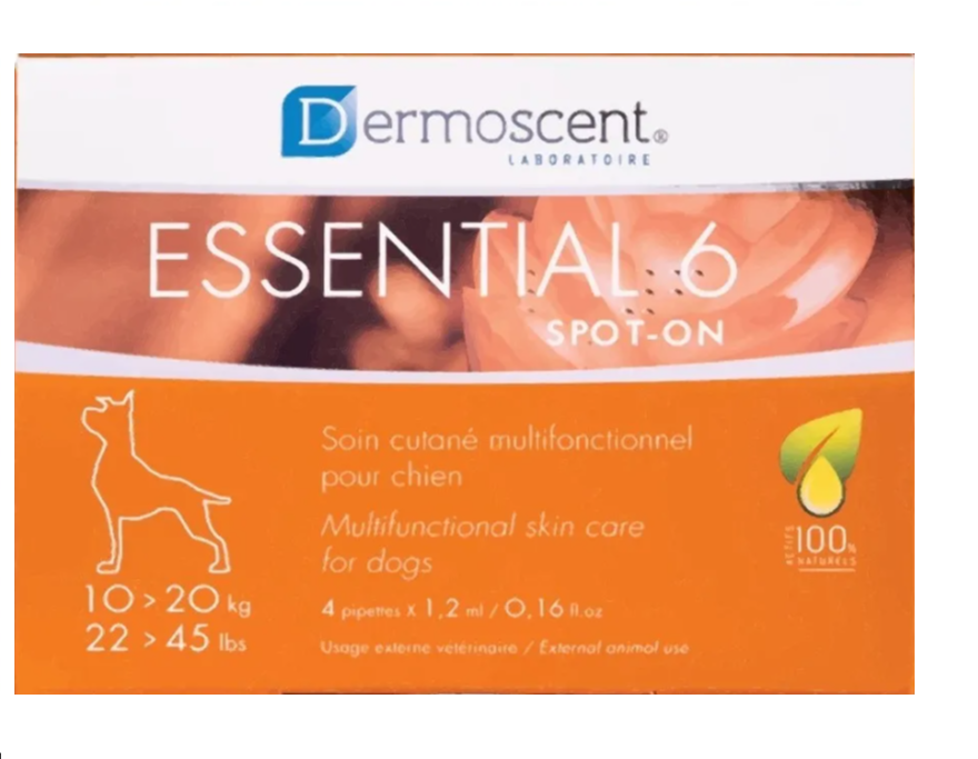 Dermoscent Essential 6 Spot-on 10 a 20 kg ( 4 pipetas 1.2 mL)